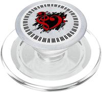 Touches de Piano Musicales Rouges en Forme de cœur sur Coups de Pinceau PopSockets PopGrip pour MagSafe