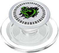 Touches de Piano Musicales Vertes en Forme de cœur sur Coups de Pinceau PopSockets PopGrip pour MagSafe