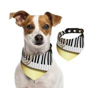 Touches de Piano Noires élégantes avec Notes dorées,Bandanas pour Chien, écharpe en Coton, Bavoirs réglables pour Animaux de Compagnie,M