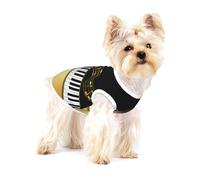 Touches de Piano Noires élégantes avec Notes dorées,T-Shirt sans Manches en Coton pour Animaux de Compagnie, Gilet Respirant, Extensible et Doux,M