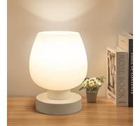 Touchez la Lampe de Table de Chevet - Petite Lampe Moderne pour la Table de Chevet de Salon de Chambre, Lampe de Bureau avec Tasse de Lampe en Verre d'opale Blanche, Ampoule à LED Chaude, Cadeaux