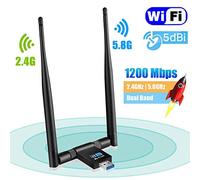 TouchSKY Dongle WiFi, Adaptateur WiFi Double Bande 5G/2.4G AC1200 Mbps Récepteur sans Fil 802.11 AC USB 3.0 Clé WiFi avec antenne 5 dBi pour PC/Ordinateur Portable/Tablette