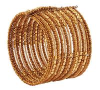 Touchstone Bollywood indien beau métal battu multi perles perles de fil couches bracelet poignet exhausteur ouvrable bracelet pour femme Or 02