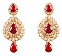 Touchstone Bollywood indien désir diamant contemporain regarde blanc rhines faux rubis bijoux de créateurs lustre boucles d'oreilles pour femme 2.12 Rouge