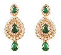 Touchstone Bollywood indien désirer diamant contemporain rhin blanc faux bijoux designer designer boucles d'oreilles lustre pour femme 2.12 Vert