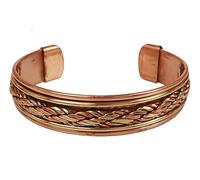 Touchstone Bracelet en cuivre et laiton multicouches tressé artisanal avec motif de guérison, forgé à la main avec un look tibétain élégant et magique en deux tons pour hommes et femmes, sans pierre
