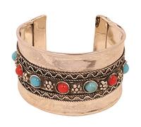 Touchstone Bracelet indien Bollywood Desire Rich Indian Ethnique Fabuleux Bracelet épais pour rehausseur de poignet de créateur en ton or et blanc pour femme., taille unique, Laiton Turquoise