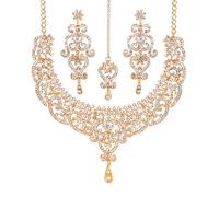 Touchstone Collier de bijoux de mariée royal indien royal bollywood blanc rhin pour femme Or