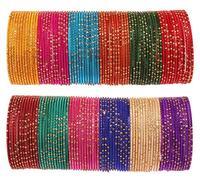 Touchstone colorés Bangle regarder assez Collection Bollywood indien riche texturés couleurs de la vie bijoux Designer Bangle Bracelets Combo de 12 couleurs pour les femmes.