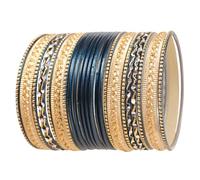 Touchstone "Colorful 2 Dozen Bangle Collection Indian Bollywood Pastel Strong Grey Golden Glaze Designer Jewelry Special Large Size Bangle Bracelets Set of 24 in Gold Tone for Women.