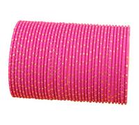 Touchstone "Colorful Bangle Collection Indian Bollywood Alloy Metal Fuchsia Pink Golden Glaze Poignet Rehaussant Designer Jewelry Bangle Bracelets. Lot de 36 pour femme.