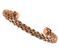 Touchstone Copper Magnetic Hand Forged With Solid And High Gauge Tibetan Style Multi Layer Braid Pattern Minimalistic Elegance Pure Copper Bracelet In Two Tones.