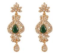 Touchstone Désir traditionnel motif de paon indien facettes faux blanc rhin s grand designer bijoux de mariée bijoux lustre boucles d'oreilles pour femme Vert