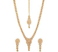 Touchstone Ensemble de collier de bijoux de mariée de diamants blancs plaqués vieux indien bollywood blanc pour femme 37 Blanc