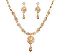 Touchstone Ensemble de collier de bijoux indien artisanat indien bollywood raffiné rhin blanc pour femme Or