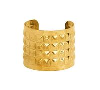 Touchstone Indian Bollywood Brass Désir Base Magnifiquement Artisanal Martelé gaufrée Pyramidal épais Poignet Enhancer Créatrice de Bijoux Bracelet en Or Tone pour Les Femmes.