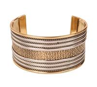 Touchstone Indian Bollywood Hand Peeled Stylish Wrist Enhancer 1,25 pouces Taille libre Bracelet de manchette de bijoux de créateur dans des tons dorés et argentés pour les femmes.