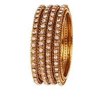 Touchstone Indien bollywood beau travail pelé métal rhin blanc s bijoux de créateur bracelets bracelet pour femme 2.5 Ensemble de 4 Or