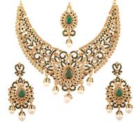 Touchstone Indien bollywood désir filigrane traditionnel faux exclusif grand collier de bijoux de mariée ensemble pour femme Multicolore