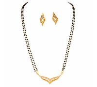 Touchstone Indien bollywood rhin blanc perles collier ethnique mangalsutra ensemble bijoux pour femme Or
