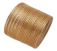 Touchstone Lot de 24 bracelets indiens Bollywood tendance fabriqués à la main avec des bords magnifiquement coupés texturés couleur dorée à pois dorés. Lot de 24 bracelets pour femme. KRB-365D01-_REM