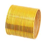 Touchstone Modern Pretty Attractive Look Mustard Yellow Textured Color Wrist Filler Indian Bollywood Thin Designer Jewelry Metal Bangle Bracelets for Women. Set of 24.