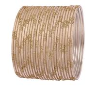 Touchstone NOUVEAU Indian Bollywood Fresh Fashion Trend Setter Travail gravé Strass scintillant Beige Couleur pastel Bijoux de créateur Bracelets adorables. Ensemble de 24.Pour les femmes.