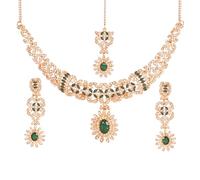 Touchstone NOUVEAU Indien Bollywood Bollywood Désir Traditionnel Illustre Filigrane Vert Étincelant Strass Charmant Look Designer Bijoux Collier Ensemble Dans Ton Or Pour Les Femmes.