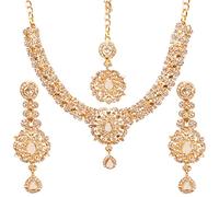 Touchstone NOUVEAU Indien Bollywood Contemporain Style Fabuleux Définition Strass Designer Bijoux Collier de Mariage Parure en Ton Doré pour Femme.