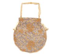 Touchstone Nouveau Traditionnel Indien brodé à la Main avec Motif Floral - Cadeau de Courses, Bijoux, Mariage, Bonbons, Perles synthétiques - Cordon de Serrage - Couleur Grise Fantaisie pour Femme.