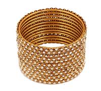 Touchstone Or Bangle Collection Indienne Bollywood Superbe Clair Strass Agrémentée Mince Bijoux Charme Look Design Bangle Bracelets Ensemble de 12 pour Les Femmes en Antique Gold Tone.