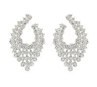 Touchstone Paon indien bollywood inspiré rhines boucles d'oreilles bijoux de créateurs pour femme Blanc