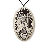 Touchstone Pottery Médaille de Saint Columba sur cordon tressé | Patron de l'Irlande, de l'Écosse, des poètes et des relieurs, Céramique, Pas de type gemme