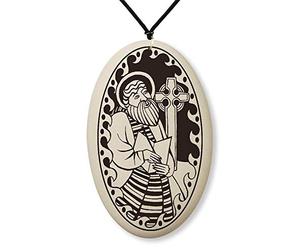 Touchstone Pottery Médaille de Saint Columba sur cordon tressé | Patron de l'Irlande, de l'Écosse, des poètes et des relieurs, Céramique, Pas de type gemme