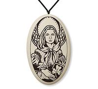 Touchstone Pottery Médaille de Saint Dymphna sur cordon tressé | Patron des professionnels de la santé mentale et des épileptiques ; protecteur des troubles émotionnels et neurologiques