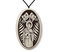 Touchstone Pottery Médaille Saint Genès de Rome en porcelaine sur cordon tressé | Patron d'acteurs, comédiens, clowns, convertisseurs, danseurs et musiciens