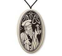 Touchstone Pottery Médaille Saint Kevin de Glendalough sur cordon tressé | Patron de Dublin, Irlande, Blackbirds, and a Long Life, Céramique, Pas de type gemme