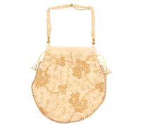 Touchstone Sac traditionnel indien brodé à la main motif floral pour faire du shopping, bijoux, mariage, distribution de bonbons, fausses perles, cordon de serrage, couleur crème fantaisie, sac pour