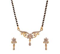 Touchstone Thème floral ethnique véritables diamants chercher symbolique perles cloutés zircone cubique mangalsutra pendentif ensemble pour femme Or