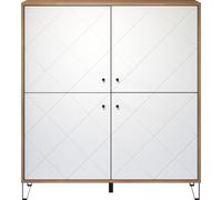 TouchWO Buffet 4 portes, finition chêne, blanc mat.