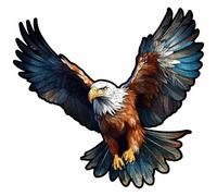 Touchwood - Puzzle "Winged Predator", puzzle en bois d'aigle, 100 pièces, pièces de forme abstraite, irrégulière ou avec des formes d'objets et d'animaux, contenu dans l'emballage en bois