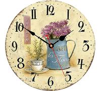 Toudorp 30CM Horloge Murale Florale française à Piles Chiffres Arabes horloges murales décoratives pour Cuisine, Bureau, Salle de afé et Fleurs