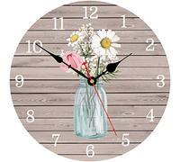 Toudorp Cuisine Horloge Murale 8 Pouces À Piles en Bois Horloges Murales Fleurs Classiques en Bouteille De Verre Style Motif Décor Horloge Murale Silencieuse pour La Décoration De Bureau À Domicile