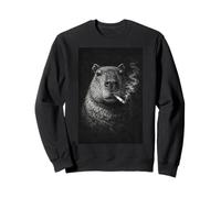 Tough Capybara Smoking Rodent Charcoal Sketch Sweatshirt