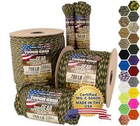 TOUGH-GRID PC200 Paracorde de 340 kg - 100% Nylon Spécifique Militaire Type IV - Usage Militaire, Camping, Artisanat, Urgences - Camo Forestier