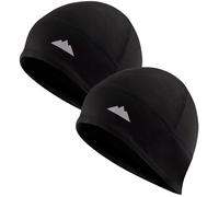 Tough Headwear 2X Bonnet Fin pour Homme - Bonnet Léger Polyvalent pour Le Sport - Idéal comme sous Casque - Moto ou Velo - Protection du Froid en Hiver - Noir
