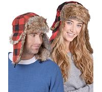 Tough Headwear Chapeau de Trappeur d'hiver - Chapka Russe pour Homme et Femme - Casquette pour l'hiver avec Cache Oreille - Fausse Fourrure - Design Unisexe - Bucheron