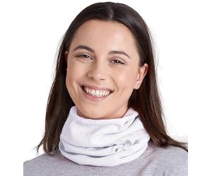 Tough Headwear Tour de Cou d'Hiver - Cache Cou Sport pour Femme et Homme - Design 3 en 1 - Tour de Cou - Cache Nez - Bandeau pour Oreilles - Chaud et Respirant - Blanc