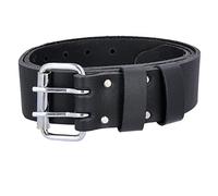 TOUGH MASTER Ceinture de travail en cuir, double broche de 5,1 cm en cuir de buffle avec coutures résistantes, pour homme/femme, noir