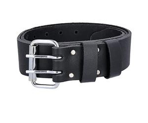 TOUGH MASTER Ceinture de travail en cuir, double broche de 5,1 cm en cuir de buffle avec coutures résistantes, pour homme/femme, noir